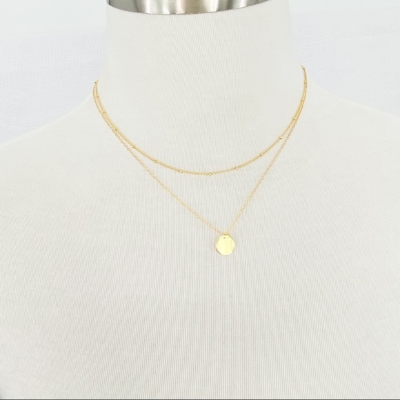 Shiny Disc Double Chain Gold S925 Choker Necklace - Picture 3 of 6